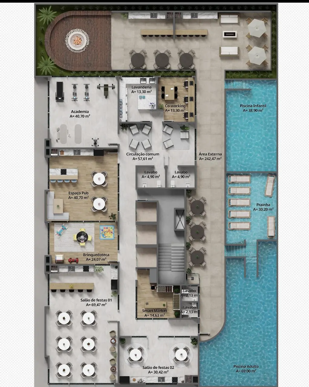 Planta Área de Lazer Austin
